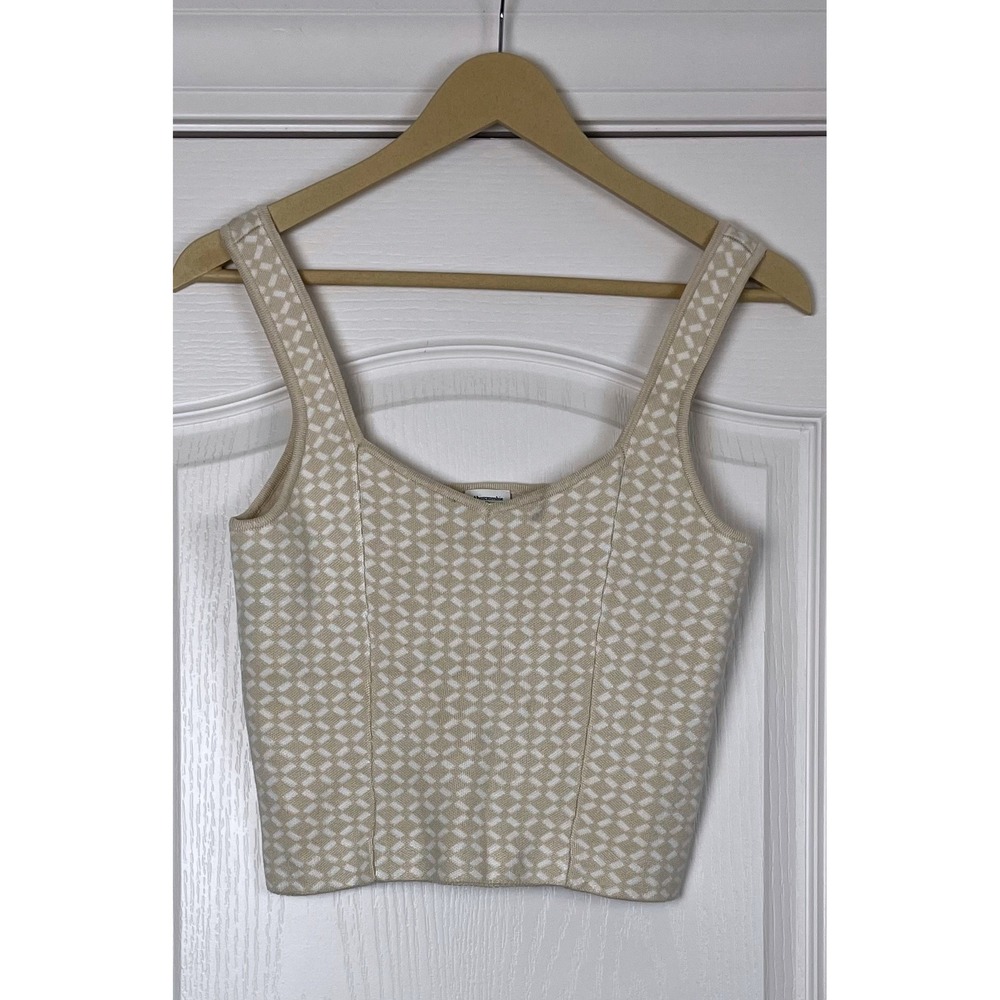 Abercrombie & Fitch Womens Knit Corset Sweater Cropped Tank Top Cream Medium